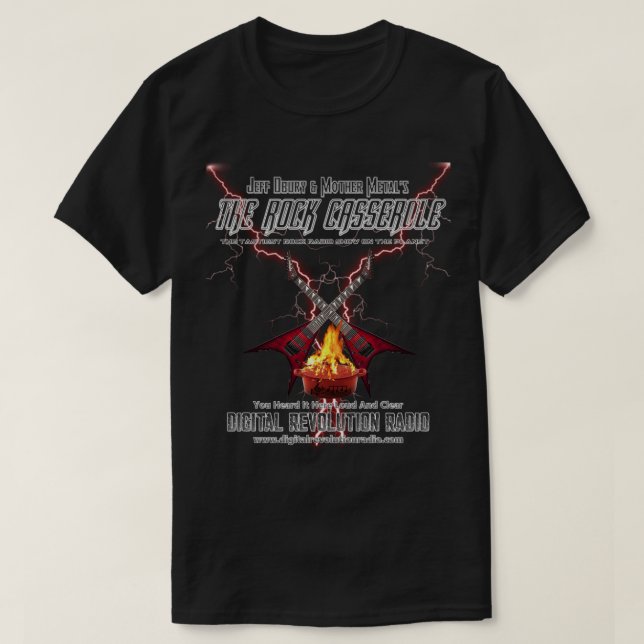 Rock Casserole T-Shirt Lightning Background (NEW!) (Design Front)