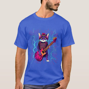 Rock Cat Playing Guitar Funny Guitar Cat (12) T-Shirt