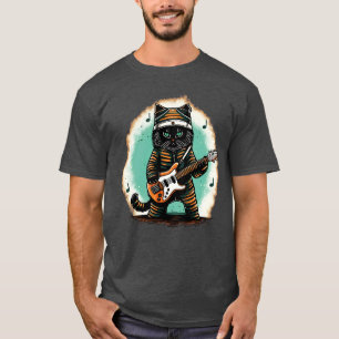 Rock Cat Playing Guitar Funny Guitar Cat (16) T-Shirt