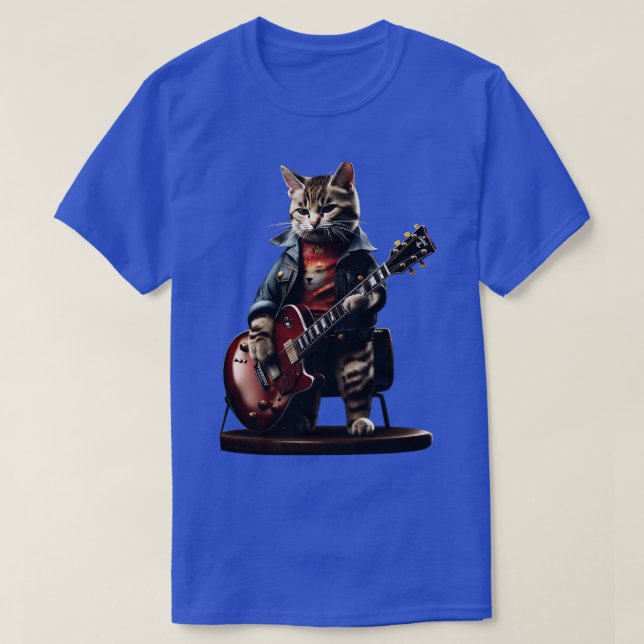 Rock Cat Playing Guitar Funny Guitar Cat (19) T-Shirt (Design Front)