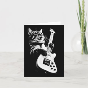 Rock Cat Playing Guitar - Funny Guitar Cat 1  Card