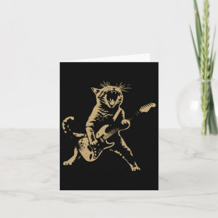 Rock Cat Playing Guitar - Funny Guitar Cat Card