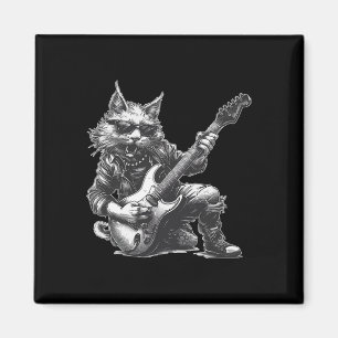 Rock Cat Playing Guitar Funny Guitar Cat Magnet