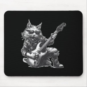 Rock Cat Playing Guitar Funny Guitar Cat  Mouse Pad