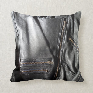 Rock Chick Black Biker Jacket Photo Cushion