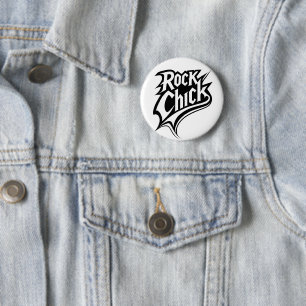 Rock Chick – Bold Black and White Typography 6 Cm Round Badge