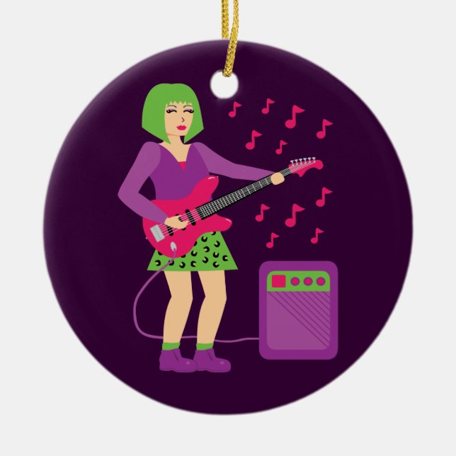 Rock Chick Ceramic Tree Decoration (Front)