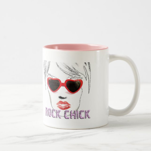 Rock Chick Glasses Two-Tone Coffee Mug (Right)