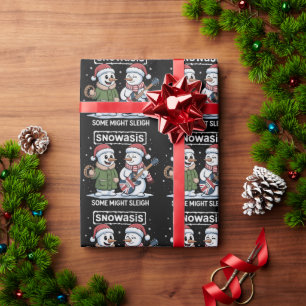 Rock Christmas SNOWASIS Some Might Sleigh Snowman Wrapping Paper