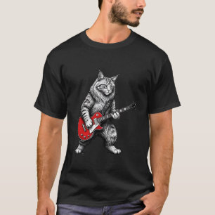  Rock Classic Guitar Hero Cat for Men T-Shirt