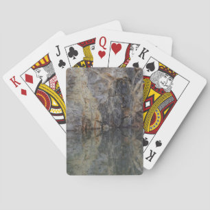 Rock Cliff Wall Reflections In Pond 2 Nature Playing Cards