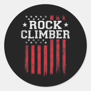 Rock Climber American Flag Usa Patriot Patriotic C Classic Round Sticker
