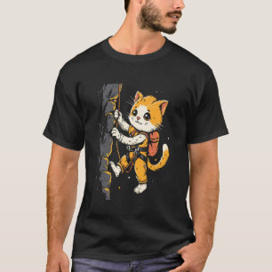 Rock climber Cat on Rock Climbing T-Shirt