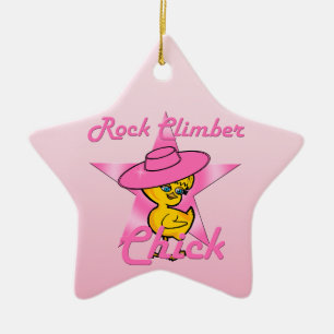 Rock Climber Chick #8 Ceramic Tree Decoration