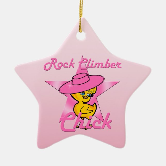 Rock Climber Chick #8 Ceramic Tree Decoration (Front)