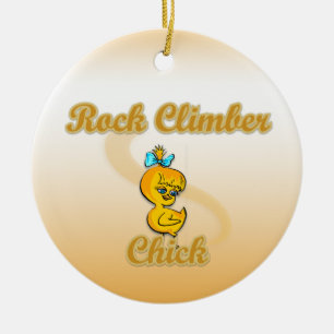 Rock Climber Chick Ceramic Ornament