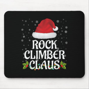 Rock Climber Claus Christmas Lights Pajama Family  Mouse Pad