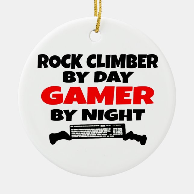 Rock Climber Gamer Ceramic Tree Decoration (Front)