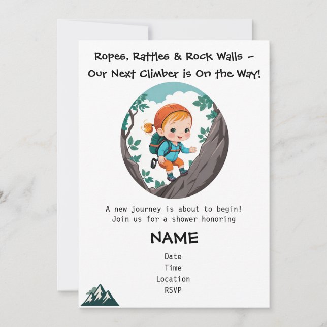 Rock Climber Girl Baby Shower Invitation      (Front)
