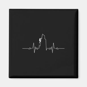 Rock Climber Heartbeat Mountaineering Hiking Bould Magnet