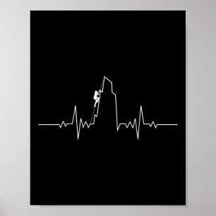 Rock Climber Heartbeat Mountaineering Hiking Bould Poster