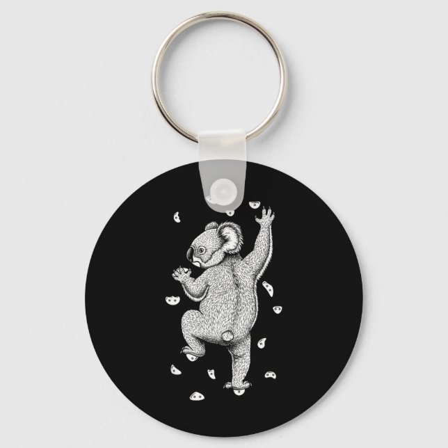 Rock Climber Indoor Wall Climbing Koala Funny Clim Key Ring (Front)