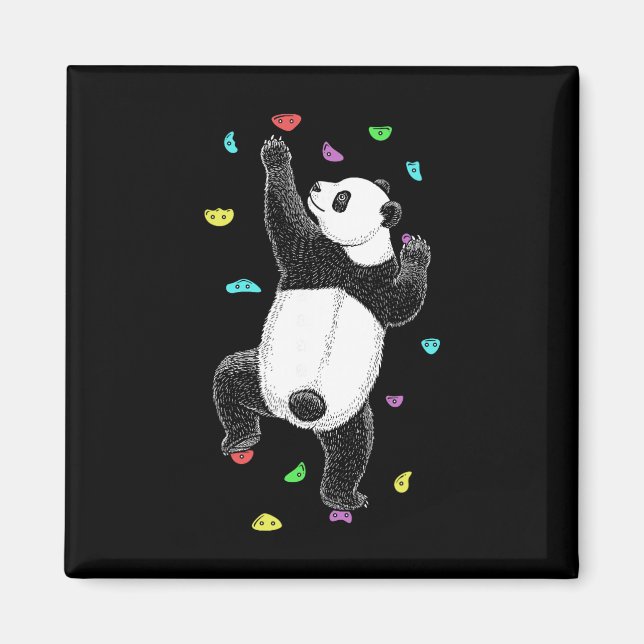 Rock Climber Indoor Wall Climbing Panda Bear Funny Magnet (Front)