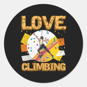 Rock Climber Love Climbing Rock Jock Belayer Ice M Classic Round Sticker