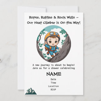Rock Climber Outdoor Adventure Baby Boy Invitation