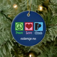Rock Climber Peace Love Mountain Climbing Custom