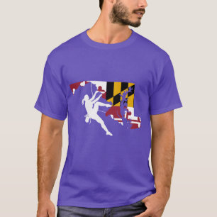 Rock Climber Ponytail Woman Maryland Flag Oversize T-Shirt