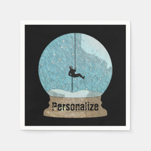 Rock climber rope repelling snow globe unique napkin
