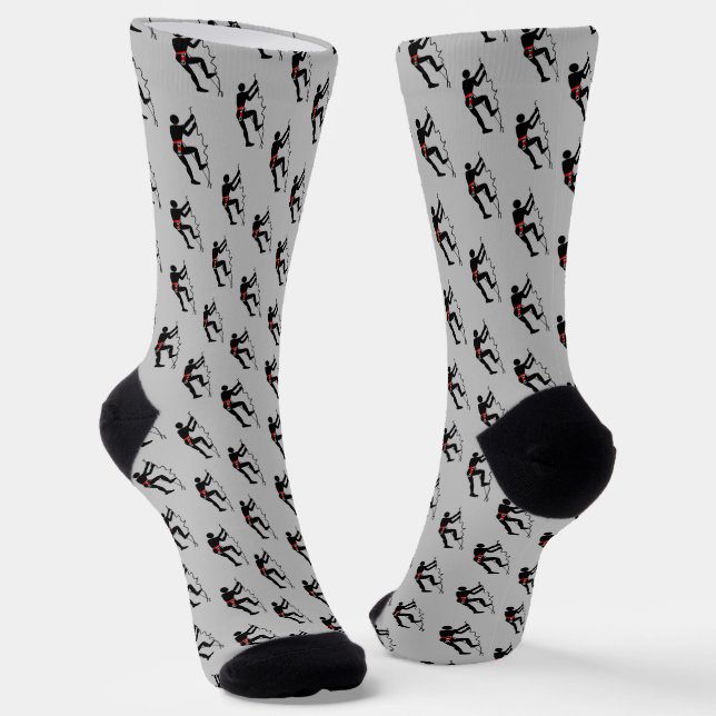 Rock Climber scaling mountain pattern - any colour Socks (Angled)