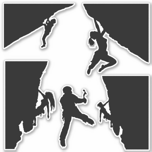 Rock climbers silhouettes sticker sheet (Front)