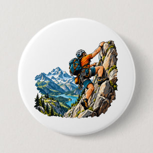 Rock climbing adventure for mountain climbers 7.5 cm round badge