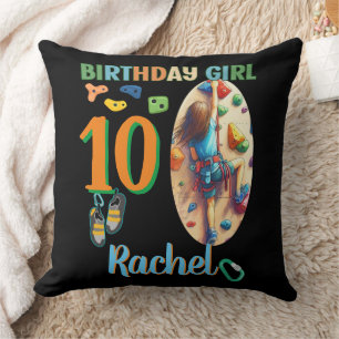Rock Climbing Birthday Girl Adventure Ready Cushion
