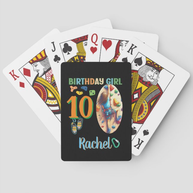 Rock Climbing Birthday Girl Adventure Ready Playing Cards (Back)