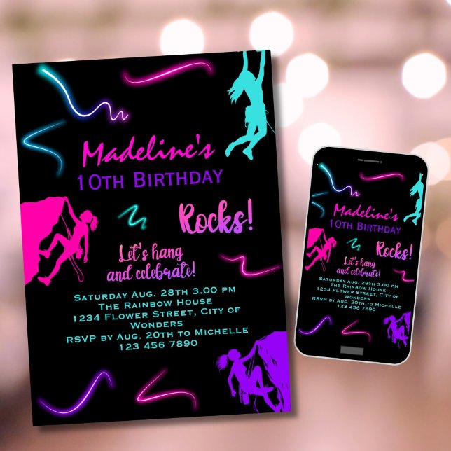 Rock Climbing Birthday Invitation Indoor Climbing  (Creator Uploaded)