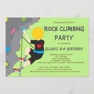 Rock Climbing Birthday Party Boy Invitations