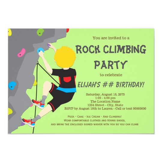 Rock Climbing Birthday Party Invitation | Zazzle.com.au