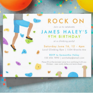 Rock Climbing Birthday Party Invitation - Rock on!