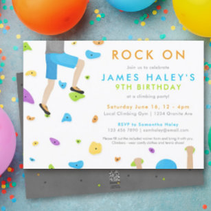 Rock Climbing Birthday Party Invitation - Rock on!