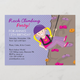 Rock Climbing Birthday Party Invitations