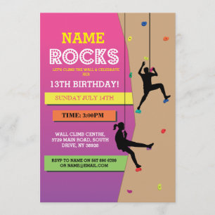 Rock Climbing Birthday Party Wall Climbing Invite