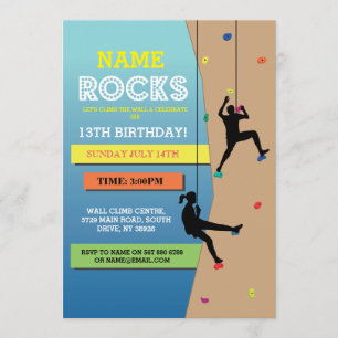 Rock Climbing Birthday Party Wall Climbing Invite