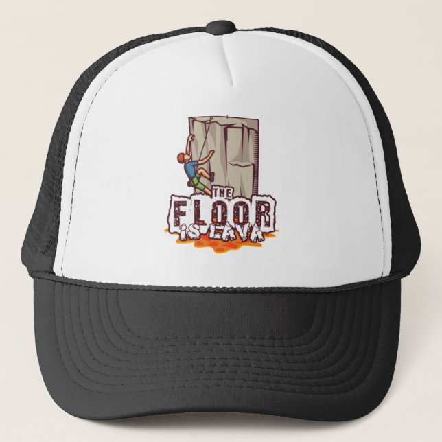Rock Climbing Bouldering Funny Floor is lava Trucker Hat (Front)