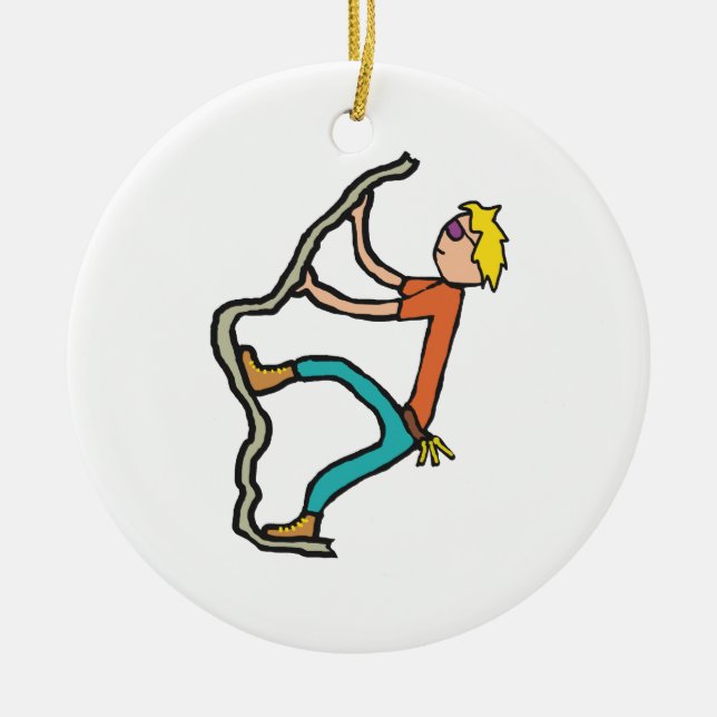 Rock Climbing Ceramic Ornament (Front)