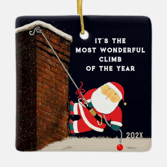 Rock Climbing Christmas Collectable 2023 Ceramic Ornament (Front)