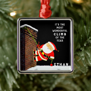 Rock Climbing Christmas Collectable Metal Ornament