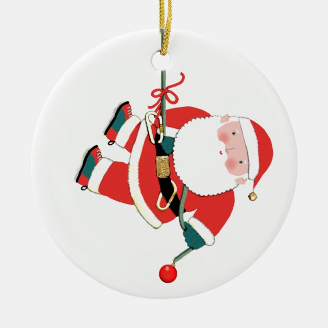 Rock Climbing Christmas Collectible Ceramic Ornament (Front)